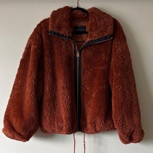Grateful Dead inspired Lucky Brand Women's Rust Brown Teddy Zip-Up Jacket